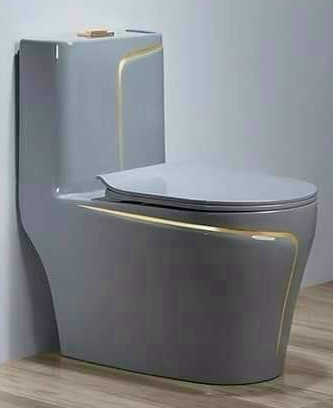  Bàn cầu  1 khối  xám  viền chỉ vàng 