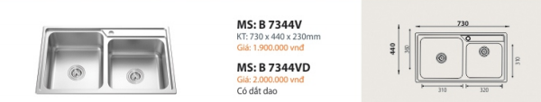  CHẬU RỬA CHÉN CAO CẤP  ROLAND    B 7344VD
