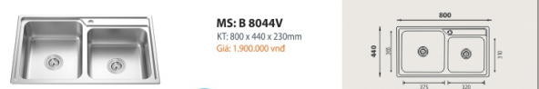  CHẬU RỬA CHÉN CAO CẤP  ROLAND    B 8044V