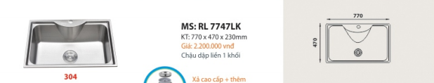 CHẬU RỬA CHÉN CAO CẤP  ROLAND   RL 7749LK