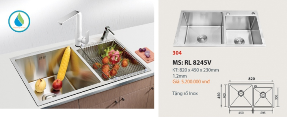 CHẬU RỬA CHÉN CAO CẤP  ROLAND    RL 8245V