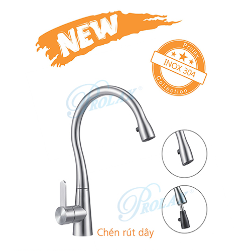 Vòi rửa chén nóng lạnh inox 304 Prolax PRCN - 9018