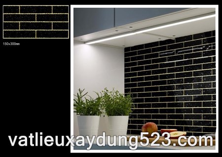 Gạch khắc kim 15 x 30 màu đen