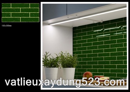 Gạch khắc kim 15 x 30 màu xanh lá