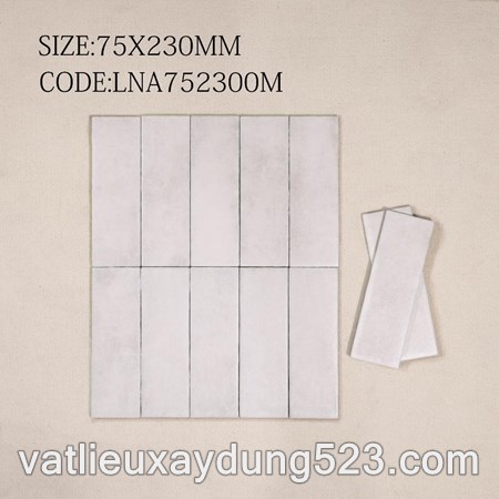 Gạch thẻ Porcelain mờ lượn KT 75x230mm mã 752300M