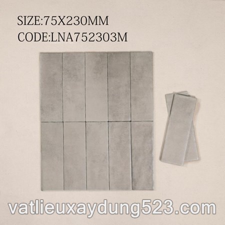 Gạch thẻ Porcelain mờ lượn KT 75x230mm mã 752303M