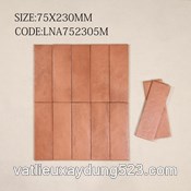 Gạch thẻ Porcelain mờ lượn KT 75x230mm mã 752305M