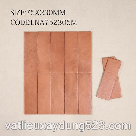Gạch thẻ Porcelain mờ lượn KT 75x230mm mã 752305M