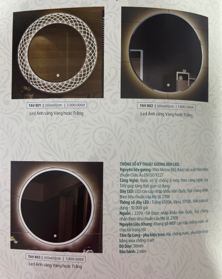 Gương Đèn LED Tròn Tân An Vinh - TAV 801- 803