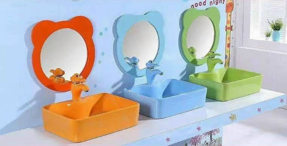 Lavabo đặt bàn trẻ em màu xanh biển