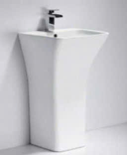 Lavabo Sứ Trụ Đứng Liền Khối  Vuông  Màu Trắng
