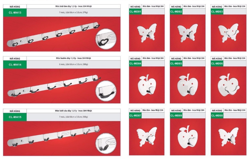 Móc Áo đơn  Inox 304 Nhật