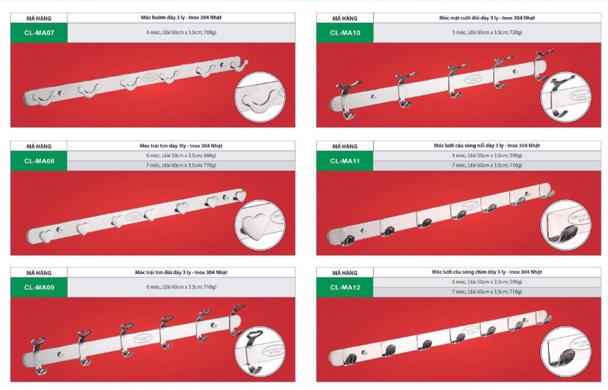 Móc Áo trái tim  Inox 304 Nhật