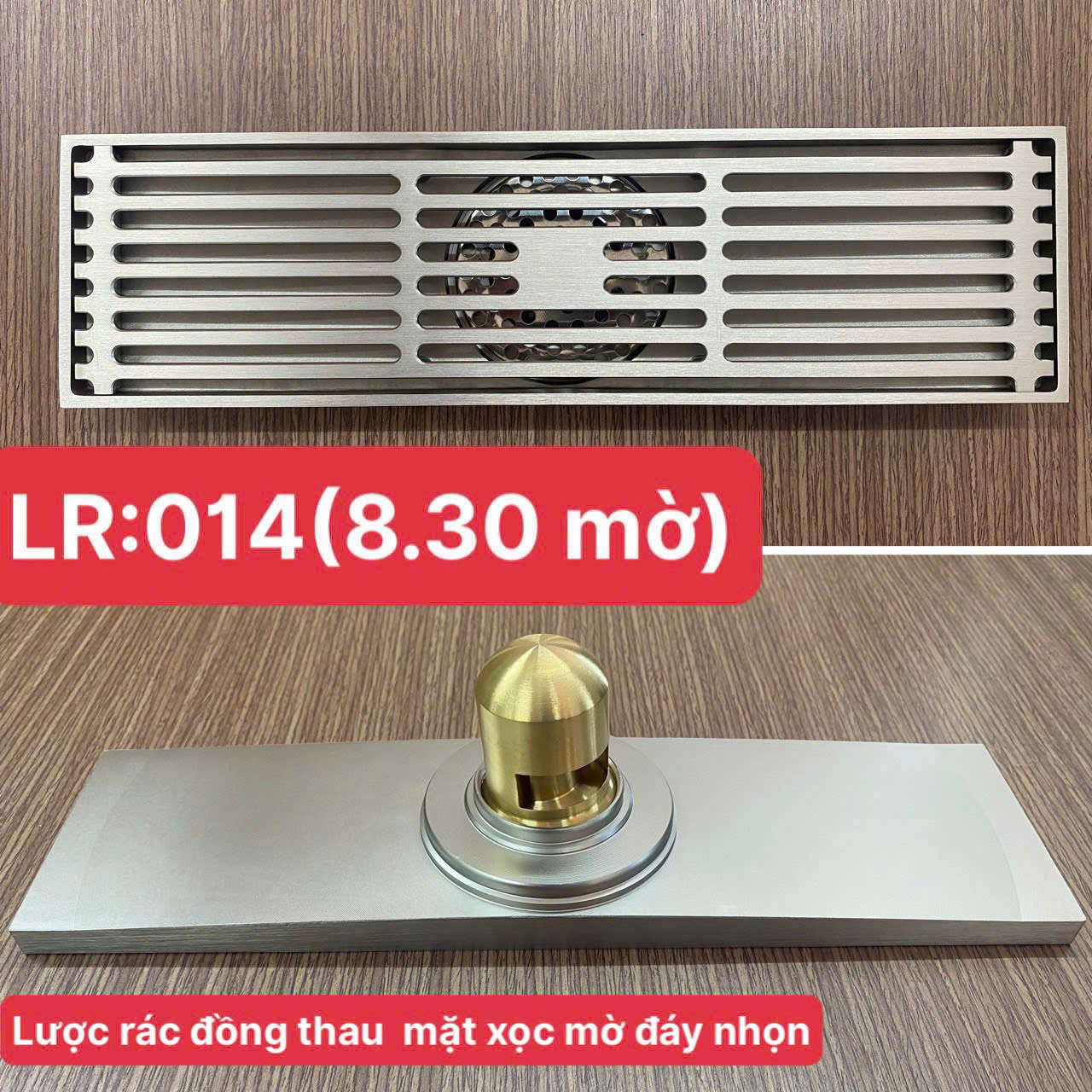 Phễu thoát sàn dài LR 014 inox mờ